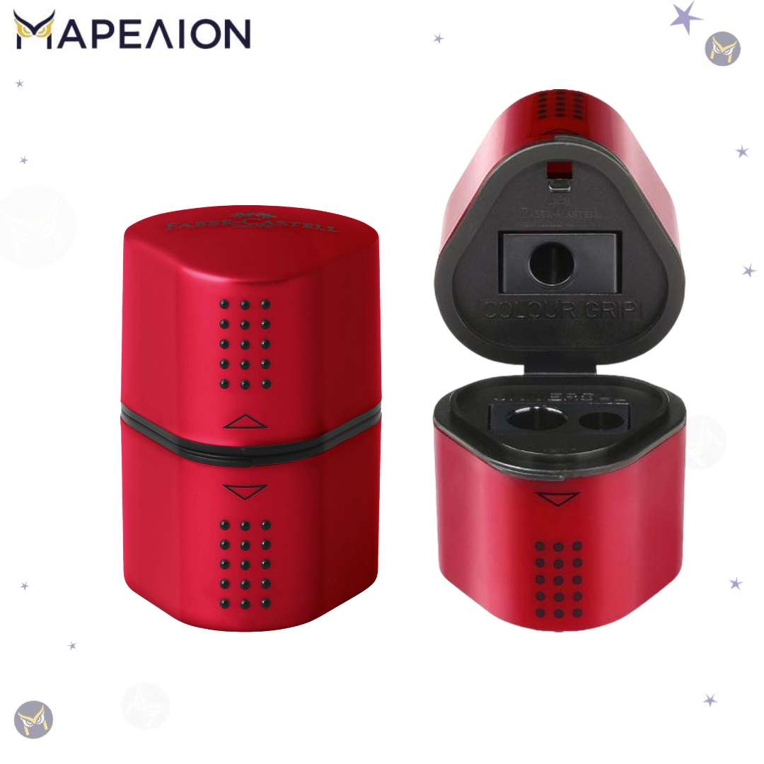 Ξύστρα Faber Castell Sharpener triple Grip, σε 4 Χρώματα, Τριπλή Ξύστρα Βαρελάκι Pencil Sharpener