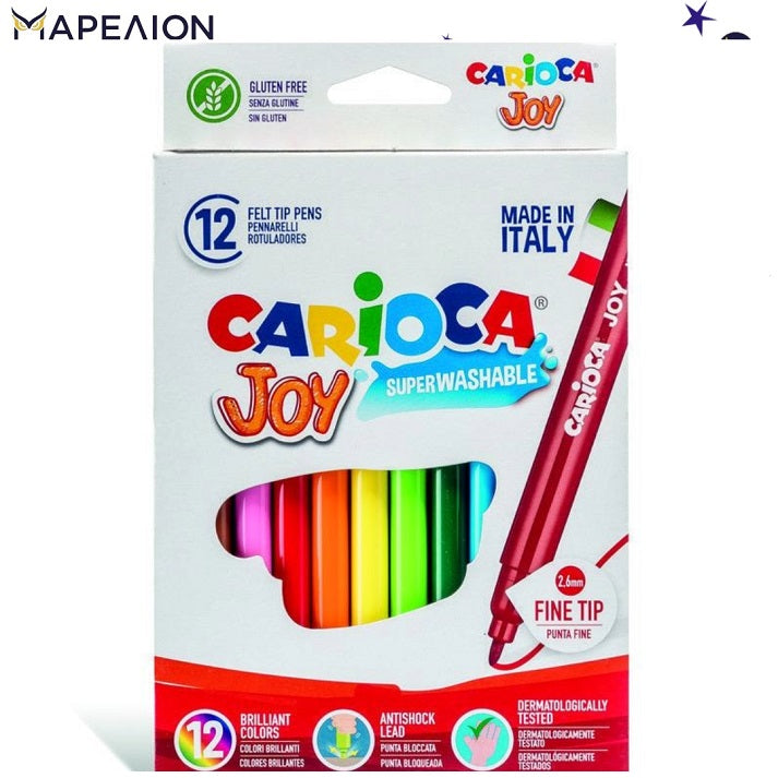 Carioca Joy Fine tip Markers Wallet 12 pcs, Water based,  Παιδικοί μαρκαδόροι Ζωγραφικής