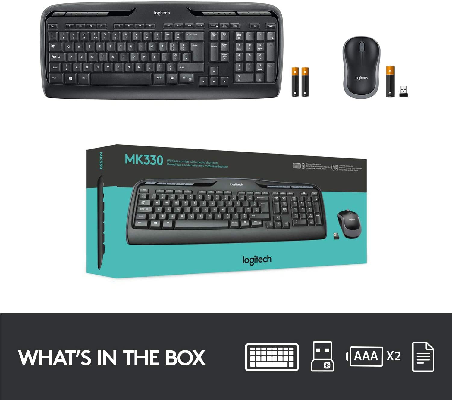 Logitech Wireless Combo Keyboard + Mouse set MK330 UK (920-003986) - Ασύρματο Πληκτρολόγιο και Ποντίκι