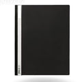 Black notebook with a white strip on a light gray background