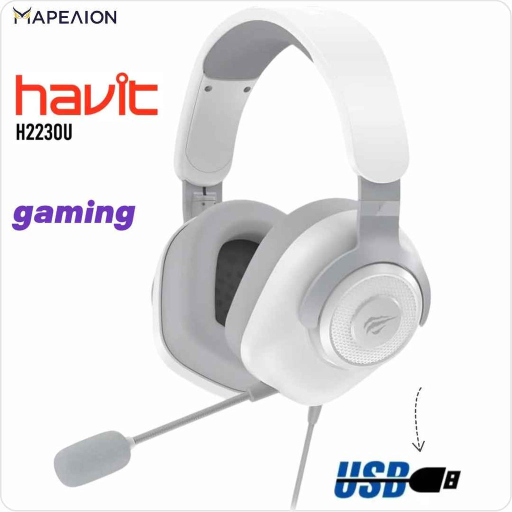 Havit Usb 7.1 Wired Gaming Headset 3D Surround Sound H2230U Gray/White ΑΚΟΥΣΤΙΚΑ ΜΕ ΣΥΡΜΑ ΓΙΑ ΚΟΝΣΟΛΕΣ ΚΑΙ ΠΑΙΧΝΙΔΙΑ