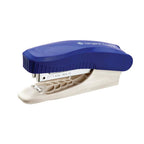 Blue and beige stapler on a white background