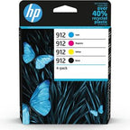 HP 912 ink cartridge packaging with butterflies on a white background