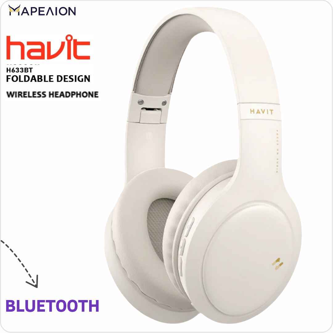 Havit H633BT Wireless Bluetooth Headphones BEIGE | Over-Ear Design, Deep Bass, 20H Playtime, Foldable & Lightweight, Bluetooth 5.3, Built-in Microphone Headsets, for TV, iPhone, Gym, Running ΑΣΥΡΜΑΤΑ ΑΚΟΥΣΤΙΚΑ