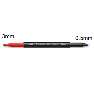 Staedtler Double-Ended Permanent Fibre Tip Pens 0.5mm / 3.0mm - Πενάκια Διπλής Όψης Ζωγραφική