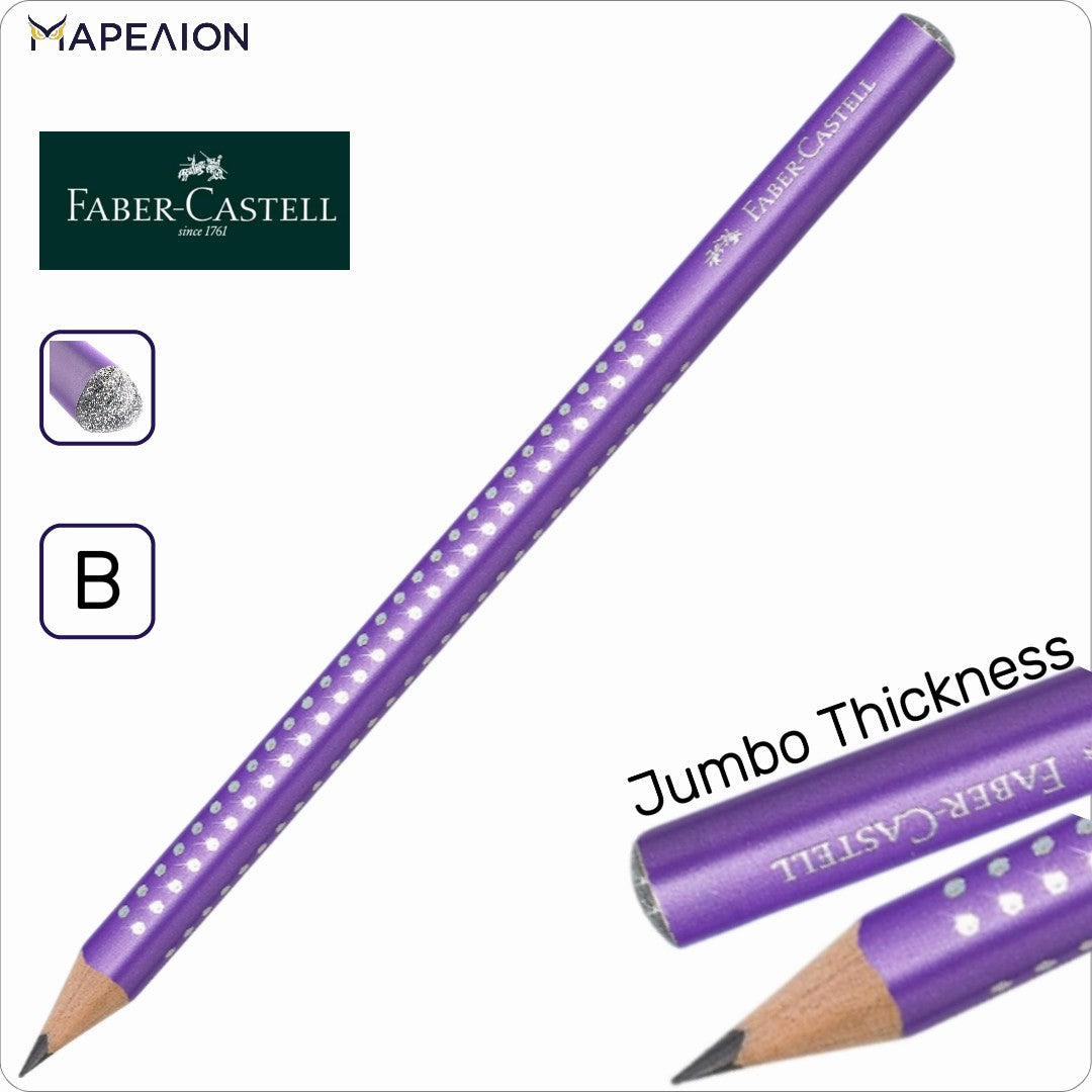 Faber Castell Jumbo Sparkle Metallic Pencil 4mm, B - Μολύβι Γραφής σε ροζ, κοραλλί και μωβ