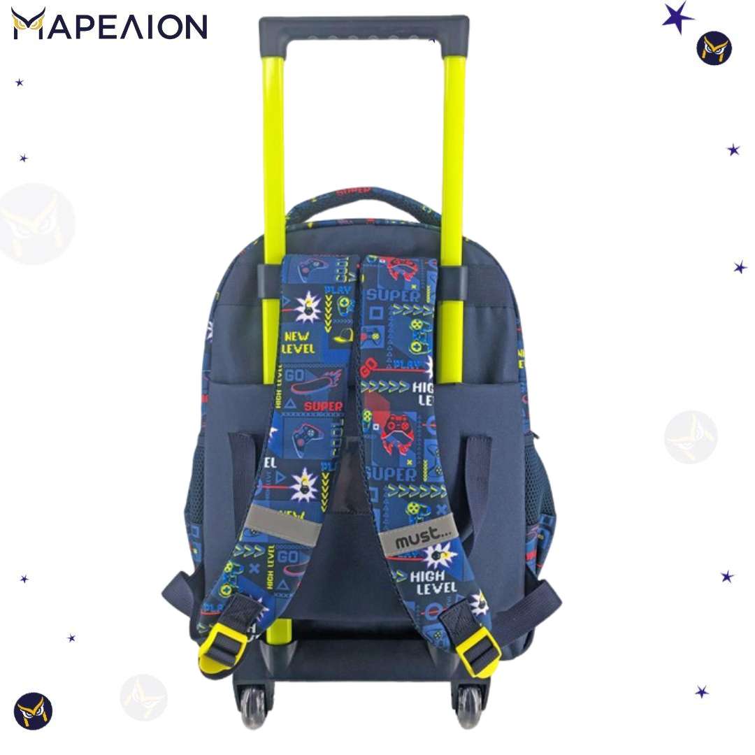 Σχολική Τσάντα Τρόλεϊ Δημοτικού Press Start 3 Θήκες Must Trolley Bag Gamer