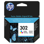 HP 302 ink cartridge packaging with blue butterflies on a black background
