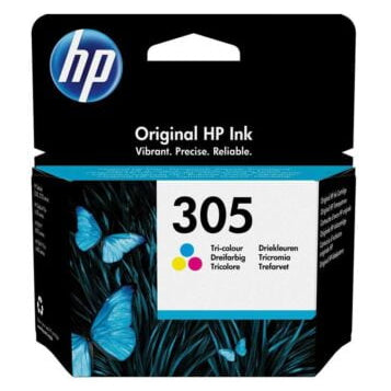 HP 305 ink cartridge packaging with butterfly design on a white background