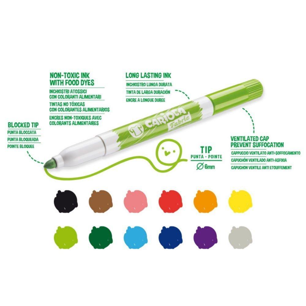 Carioca Chromatex Markers για Ύφασμα 12 SPECIAL INK FOR FABRIC Εδικοί και για ύφασμα