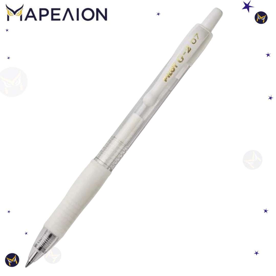 White mechanical pencil with visible branding on a white background