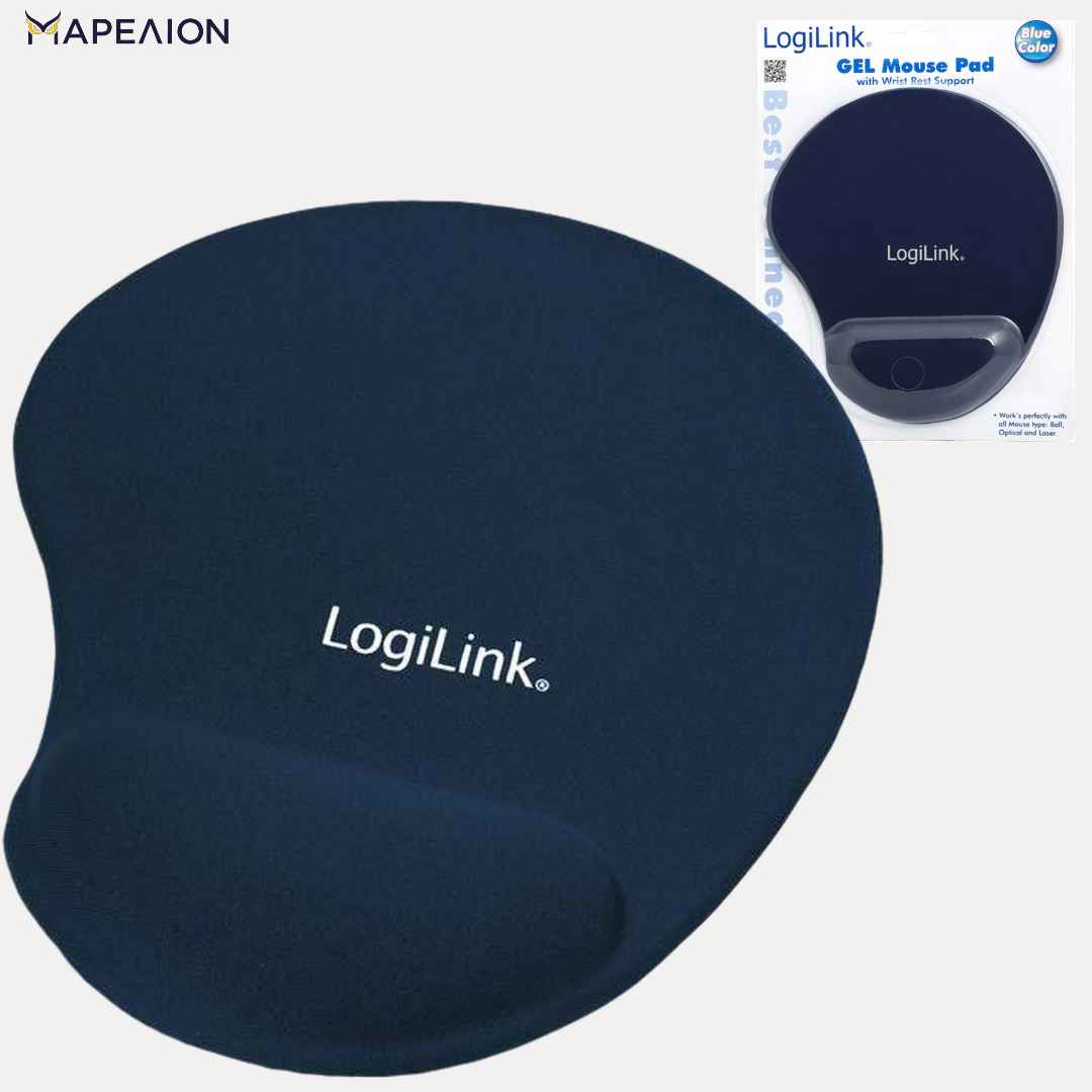 LogiLink Mouse Pad with GEL Wrist Rest Support Blue ID0027B