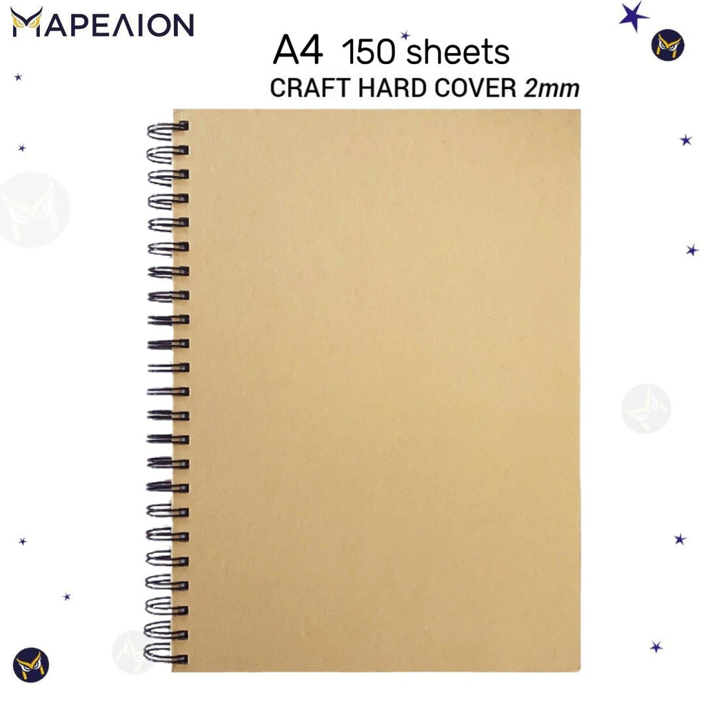 Kraft Spiral Notebook 150 Sheets 2mm Wired, A4 / A5 size - 2 Colors - Τετράδιο με Γραμμές, Σπίραλ Μαύρο / Ασπρο