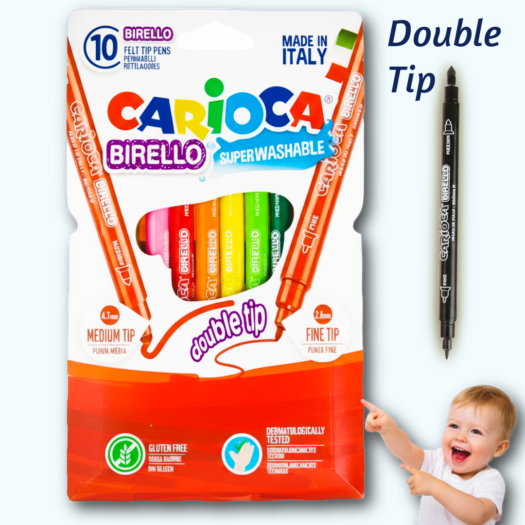 Carioca Birello Double Point Fibre Pen Box of 10 - Παιδικοί Μαρκαδόροι Ζωγραφικής