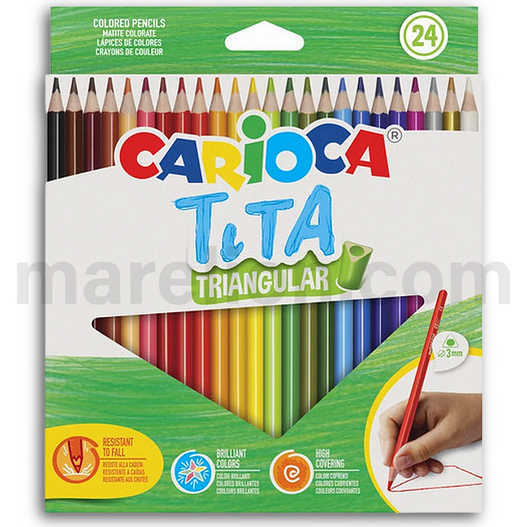 Carioca Tita Wood Free Triangular Colouring Pencils Box 24pcs | Marelion