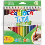 Carioca Tita Wood Free Triangular Colouring Pencils Box 24pcs | Marelion