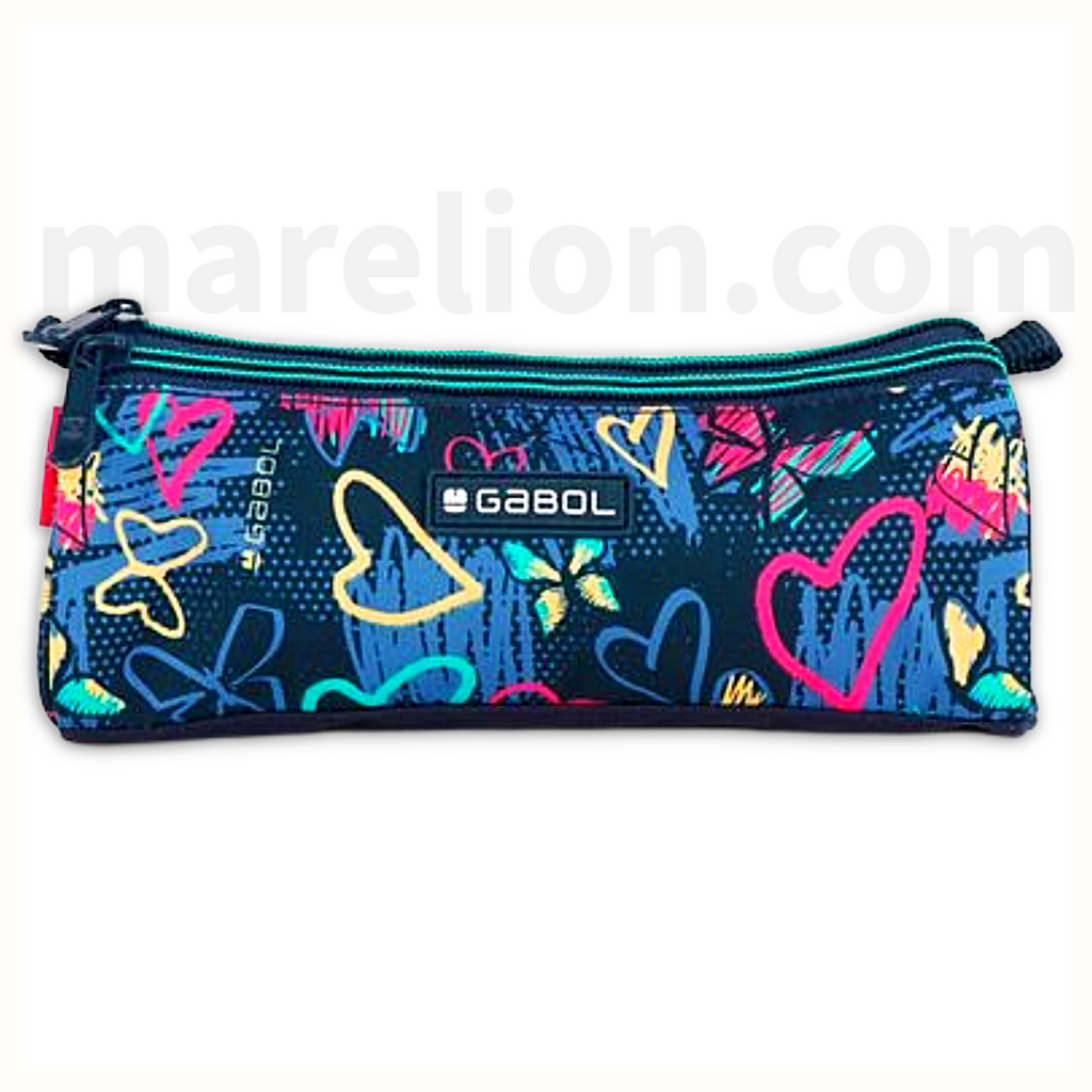 Gabol Pencil Case Butterfly Hearts with 3 Zip - Κασετίνα με 3 Θήκες 