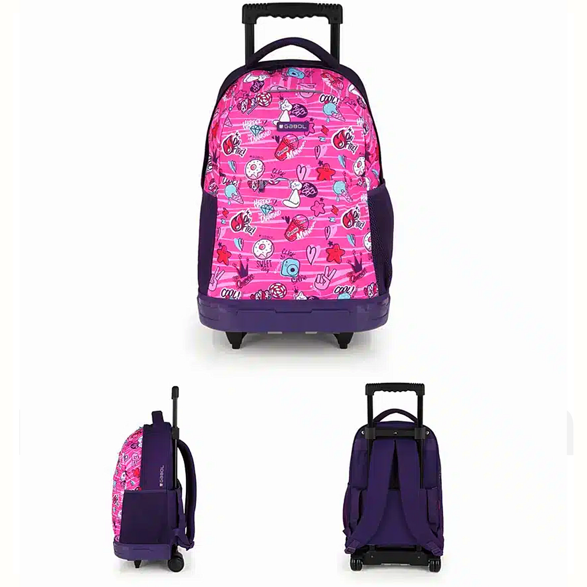 Gabol Trolley School Bag Sweet Day Fuchsia 2 Cases - Σχολική Τσάντα Τρολέι Δημοτικού 2 Θήκες