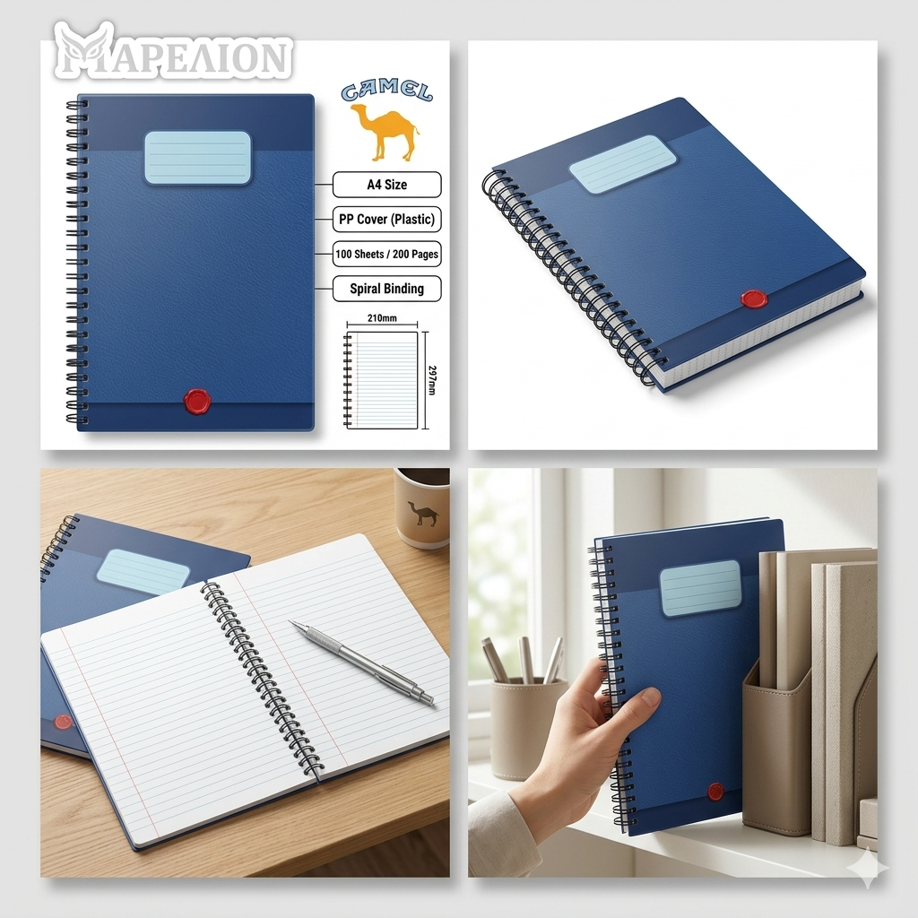Camel Spiral Notebook A4 200 Pages PP Cover - Σπιράλ Τετράδιο Πλαστικό Εξώφυλλο