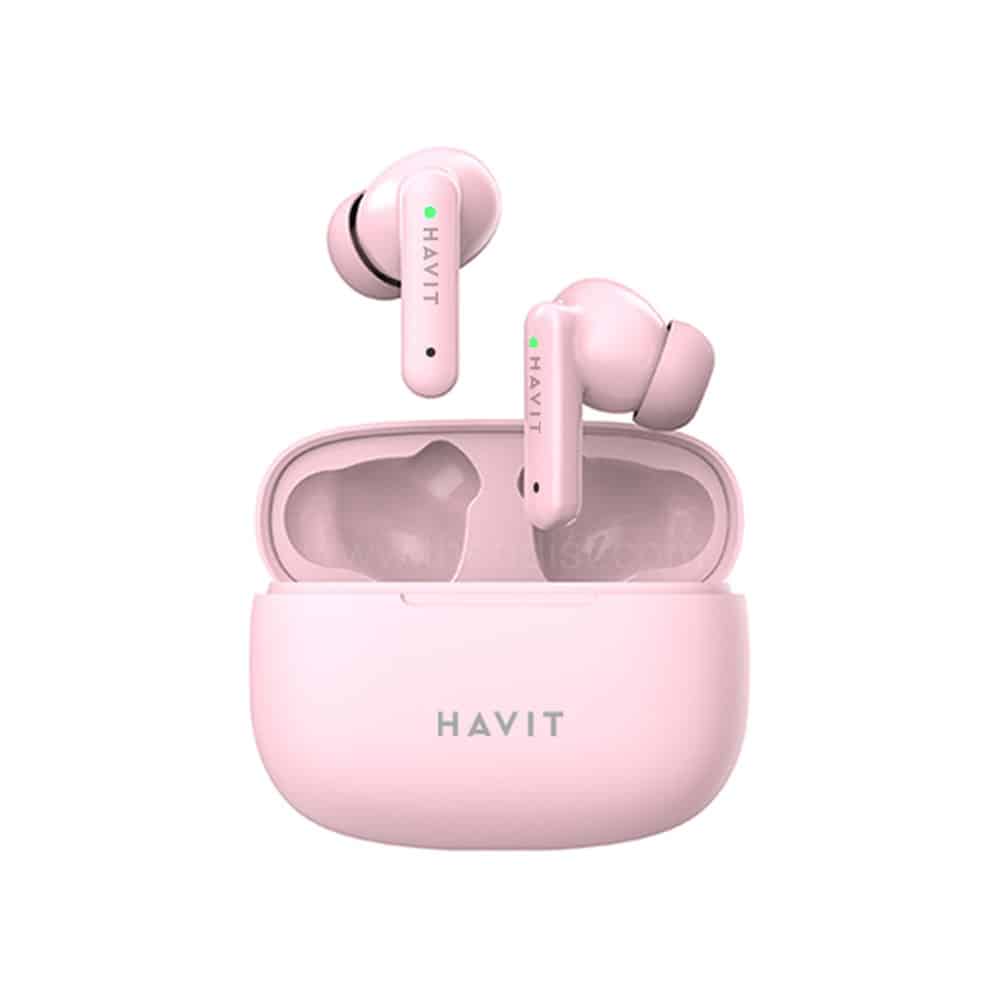 HAVIT BLUETOOTH EARBUDS PINK / WHITE  TW967 PRO for Bass and Sound Quality , Smart Touch control, wireless ΑΚΟΥΣΤΙΚΑ