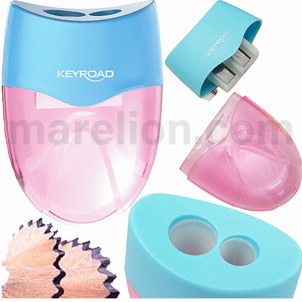 Keyroad Wave Pastel Double-Hole Pencil Sharpener - Διπλή Ξύστρα με Δοχείο