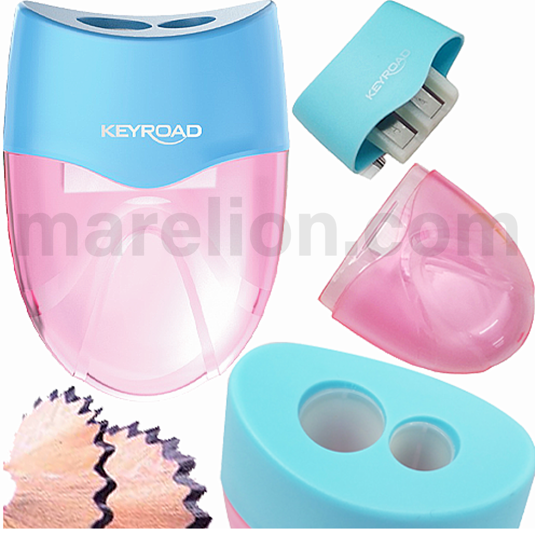 Keyroad Wave Pastel Double-Hole Pencil Sharpener - Διπλή Ξύστρα με Δοχείο