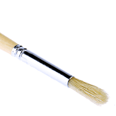 Long wooden stick with a brush head on a white background