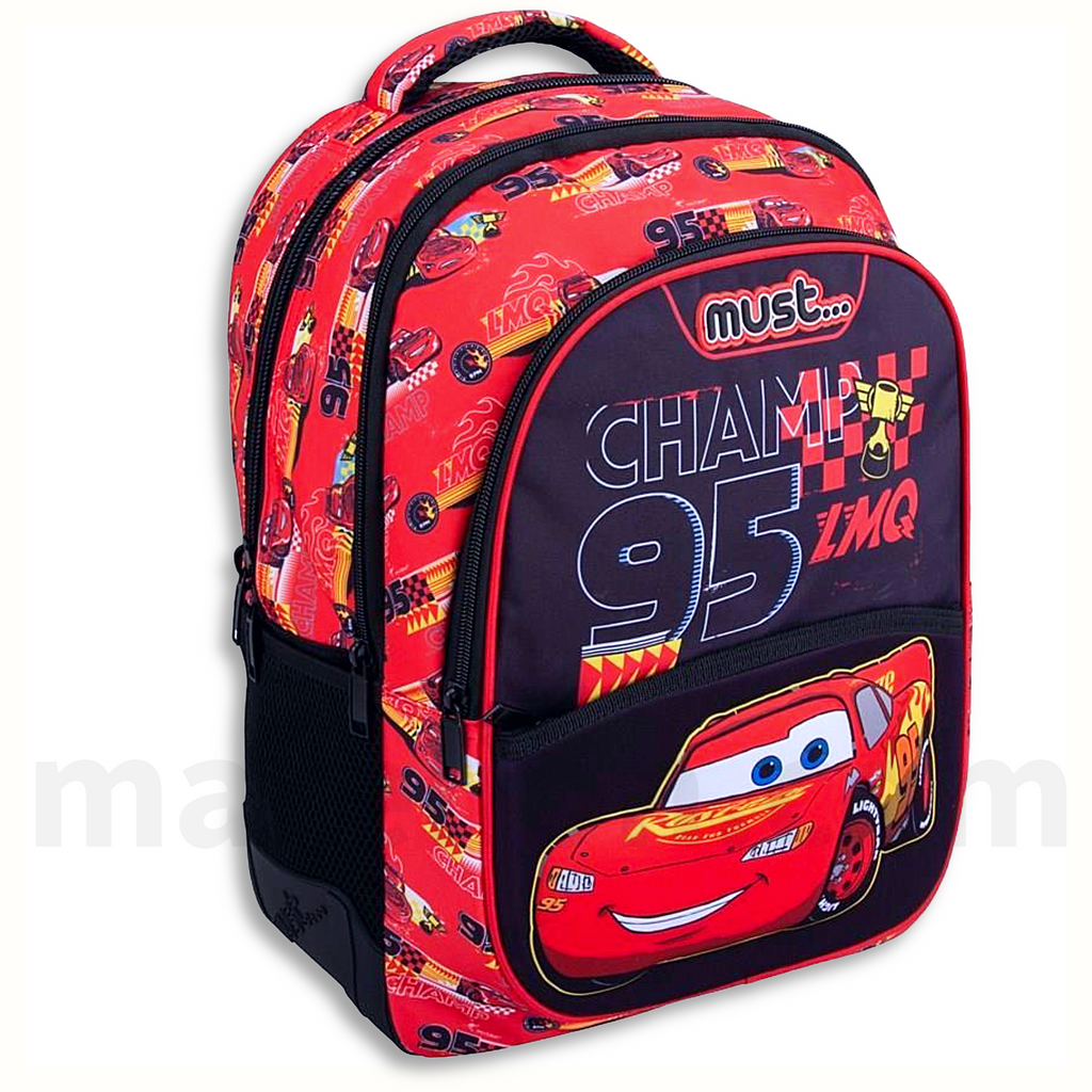 Must Backpack Disney Cars Let's Race 3 Cases - Σχολική Τσάντα Πλάτης Δημοτικού 3 Θήκες