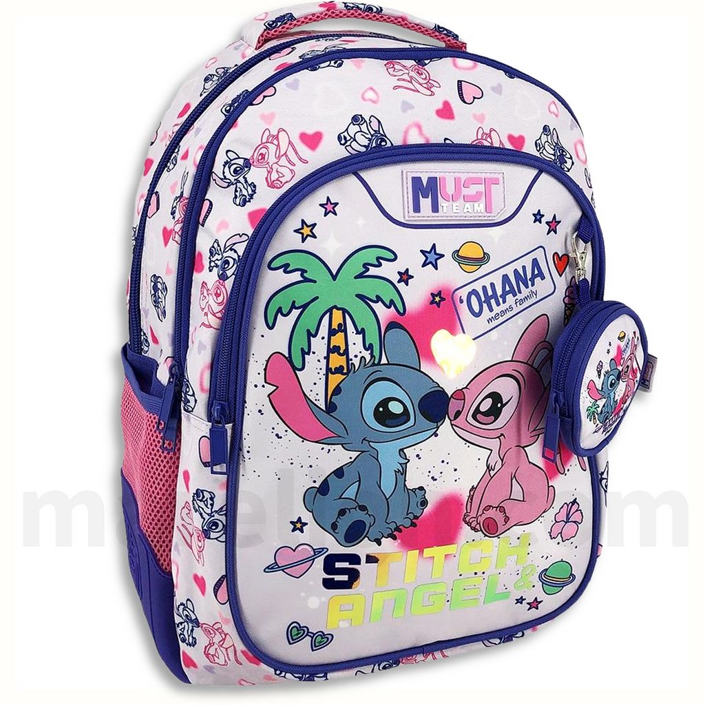 Must Backpack Disney Stitch Angel Ohana Team 3 Cases - Σχολική Τσάντα Πλάτης Δημοτικού 3 Θήκες