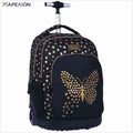 Must Gold Butterfly Trolley School Bag 3 Pockets