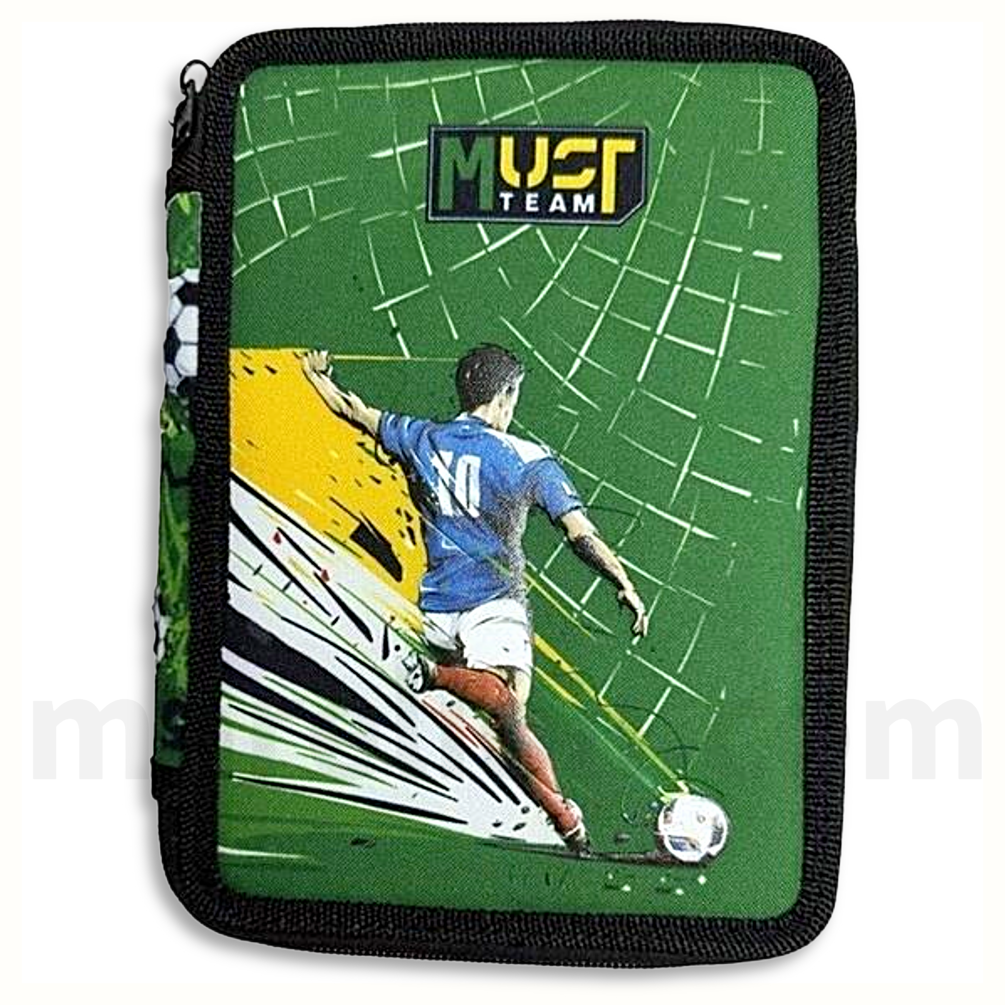 Must Pencil Case Green Football 2 Zip Full - Σχολική Κασετίνα Διπλή Γεμάτη 2 Φερμουάρ