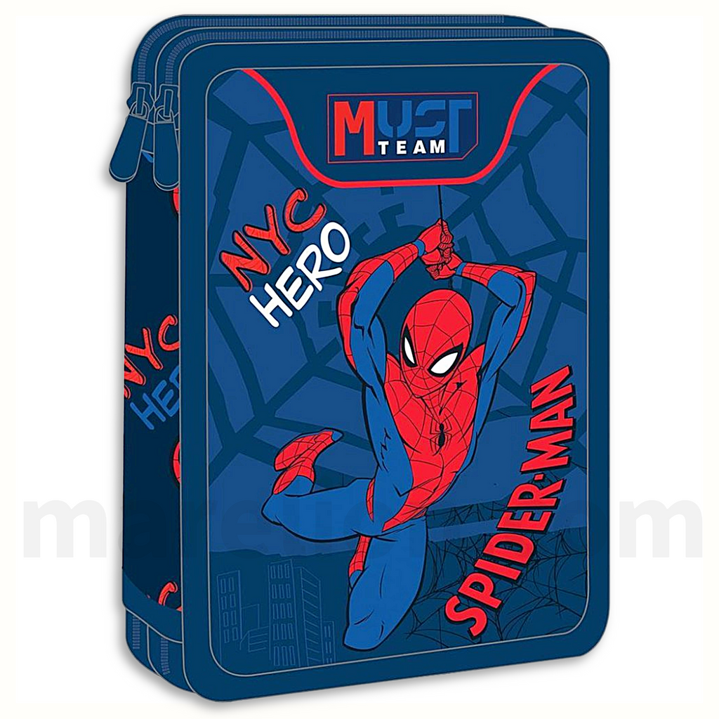 Must Pencil Case Spiderman 2 Zip Full - Σχολική Κασετίνα Διπλή Γεμάτη 2 Φερμουάρ