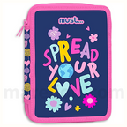 Must Pencil Case Spread Your Love 2 Zip Full - Σχολική Κασετίνα Διπλή Γεμάτη 2 Φερμουάρ