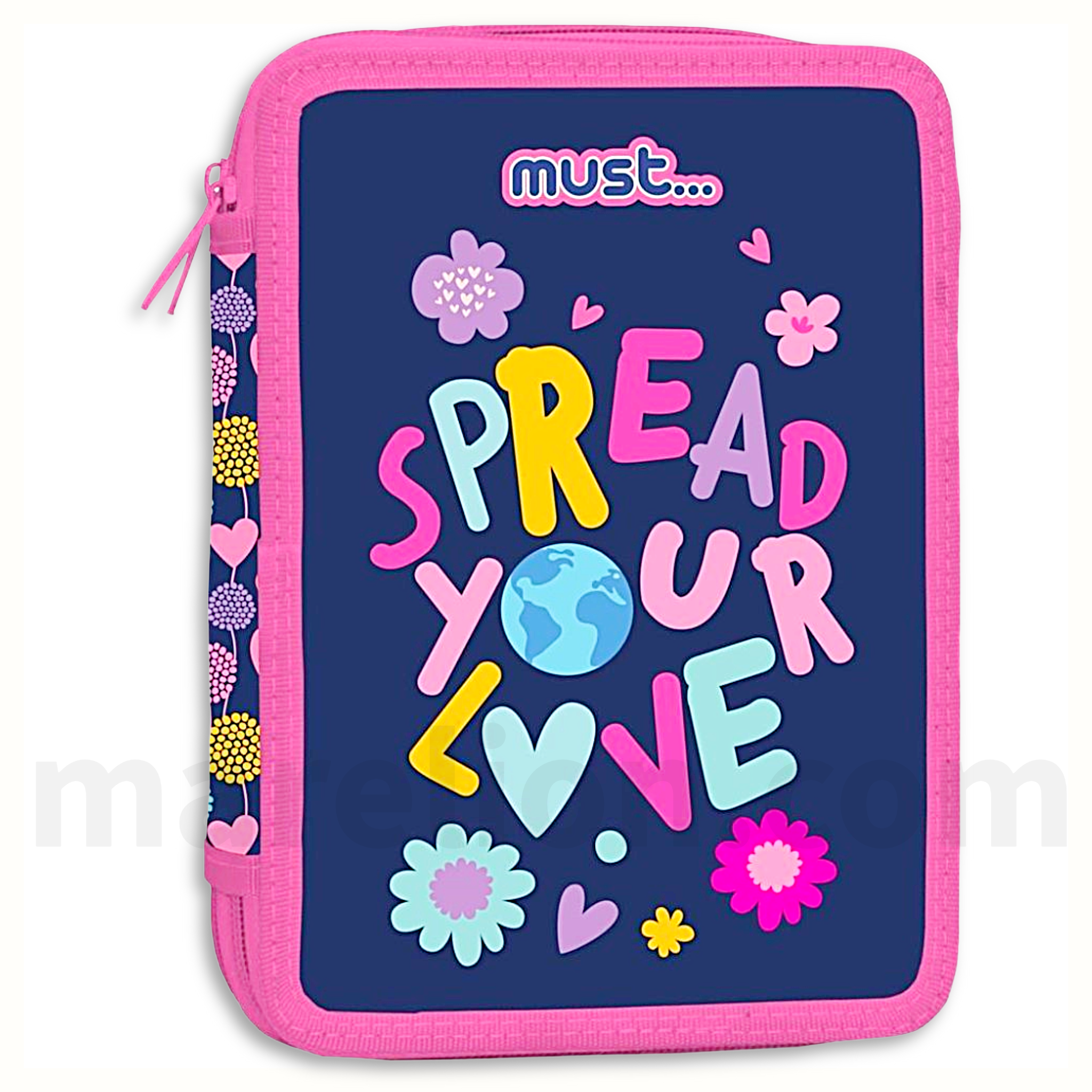 Must Pencil Case Spread Your Love 2 Zip Full - Σχολική Κασετίνα Διπλή Γεμάτη 2 Φερμουάρ