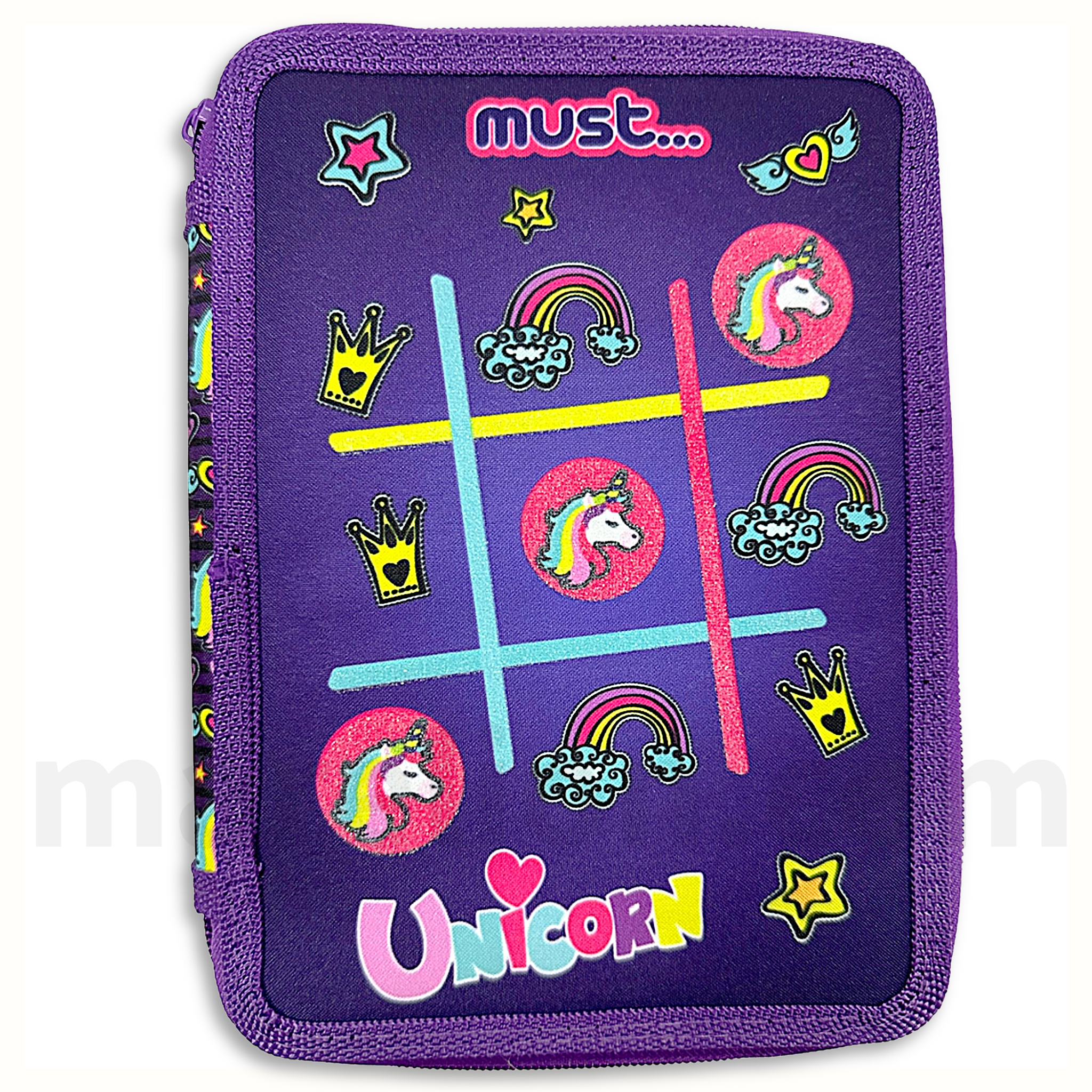 Must Pencil Case Unicorn 2 Zip Full - Σχολική Κασετίνα Διπλή Γεμάτη 2 Φερμουάρ