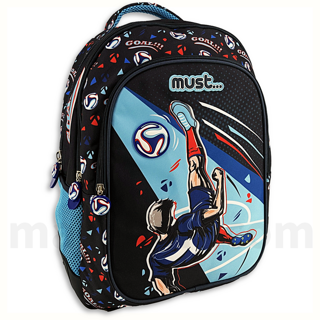 Must School Backpack Football 3 Compartments - Σχολική Τσάντα Πλάτης Δημοτικού 3 Θήκες