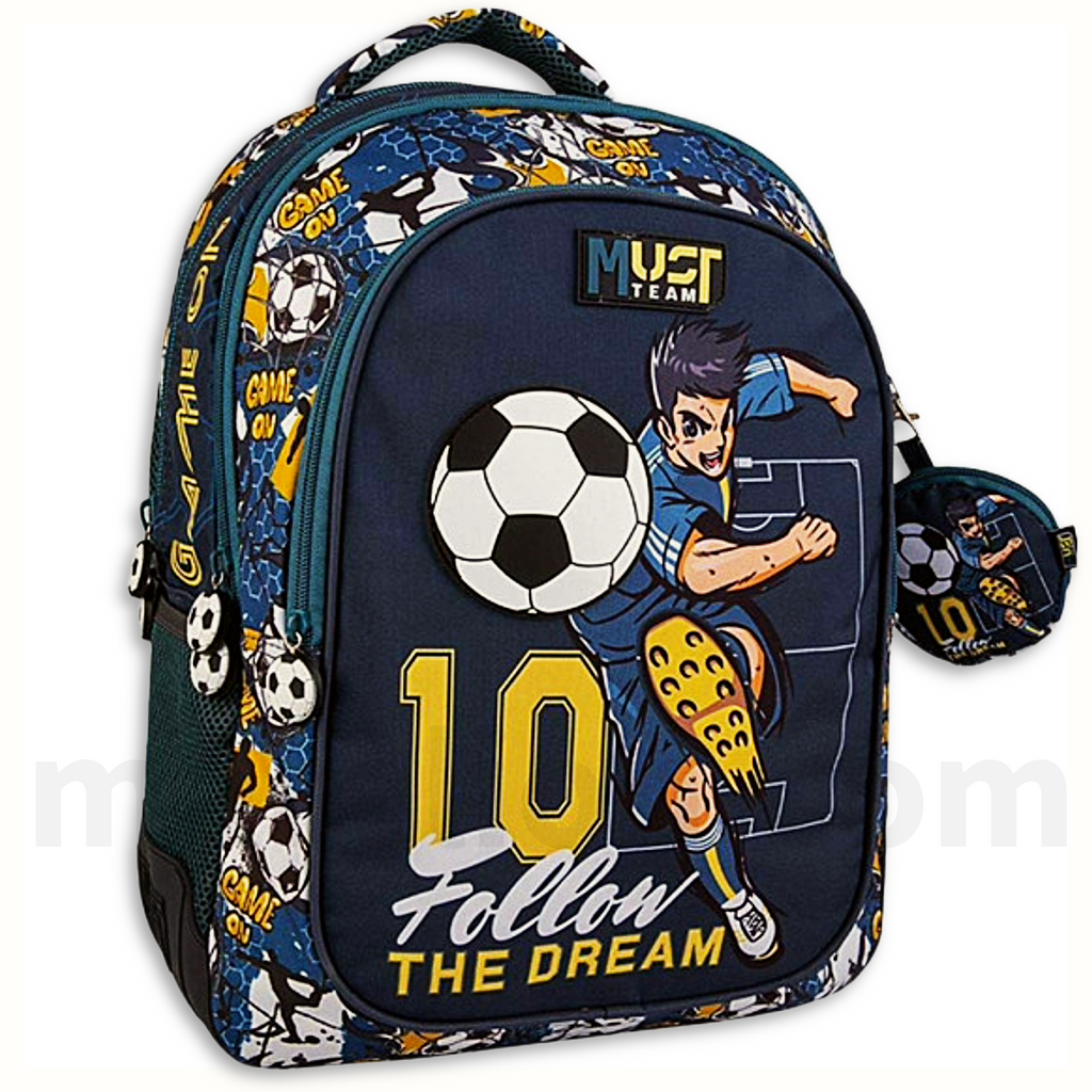 Must School Backpack Football Goal 3 Compartments - Σχολική Τσάντα Πλάτης Δημοτικού 3 Θήκες