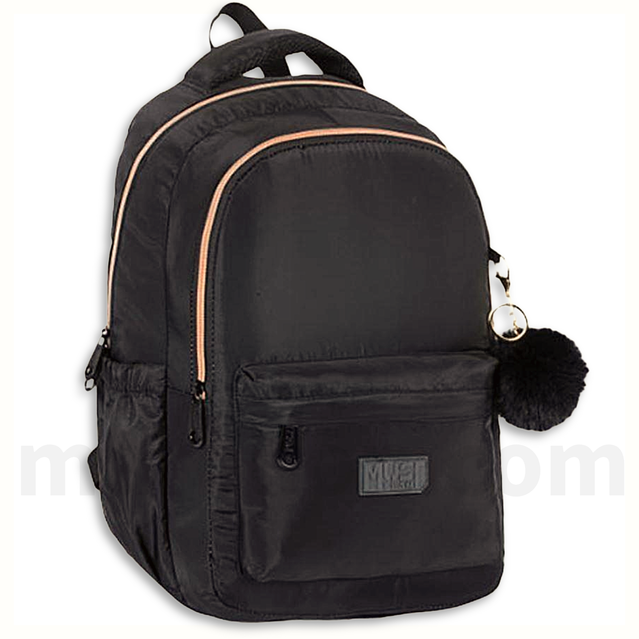 Must Teen Backpack Black 3 Compartments - Σχολική Τσάντα Πλάτης Εφήβων 3 Θήκες  Μαύρο