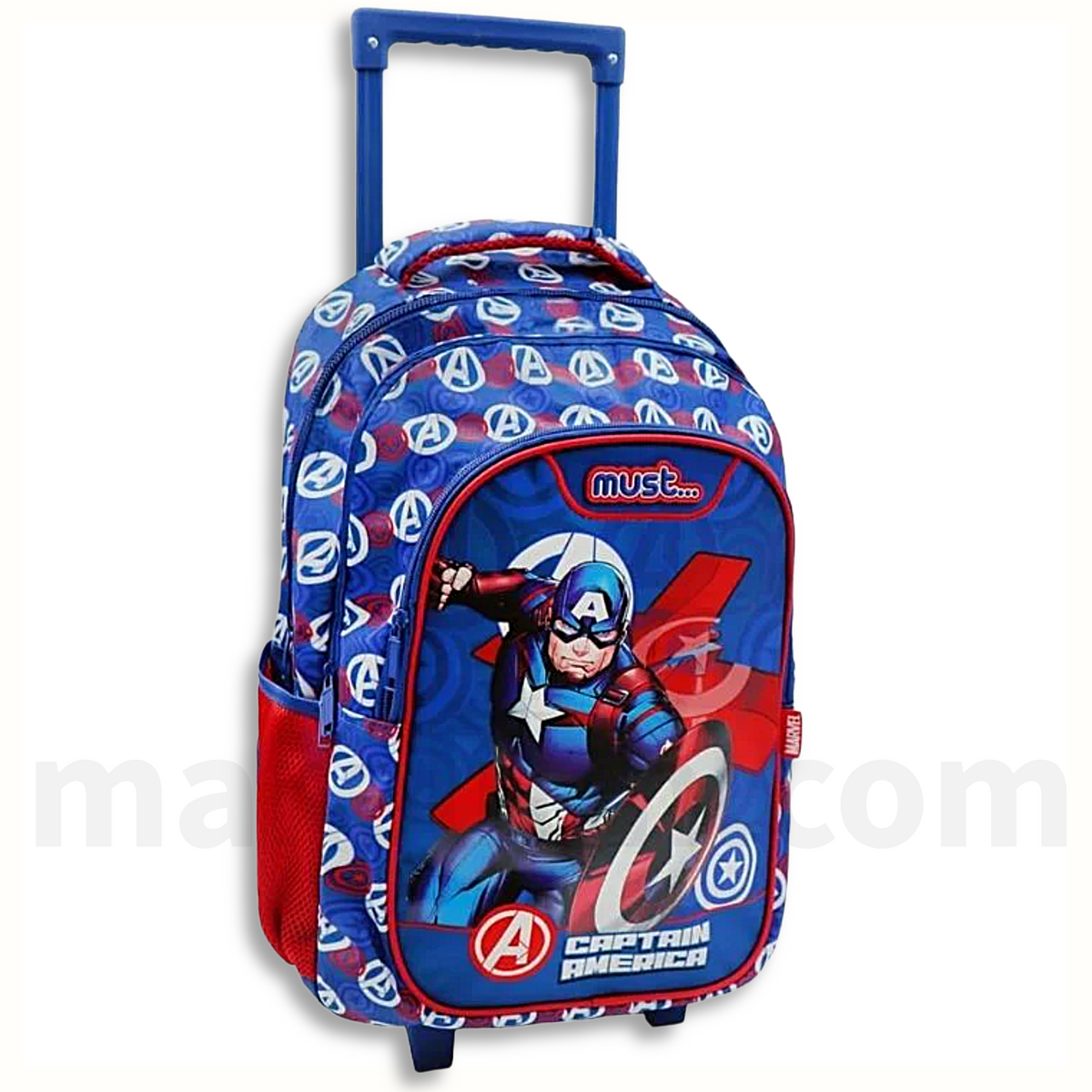 Must Trolley School Bag Marvel Captain America 3 Cases - Σχολική Τσάντα Τρολέι Δημοτικού 3 Θήκες