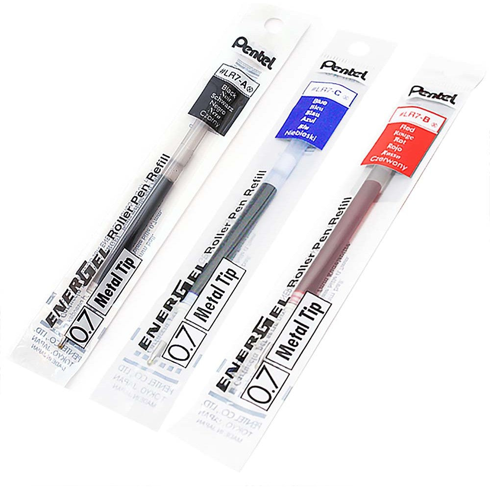 Pentel EnerGel Gel Pen Refill, 0.5mm | 0.7mm | 1.0mm, Metal Tip - Ανταλλακτικό Στυλό, Μπλε, Μαύρο, Κόκκινο - ΧΟΝΔΡΙΚΗ ΠΩΛΗΣΗ