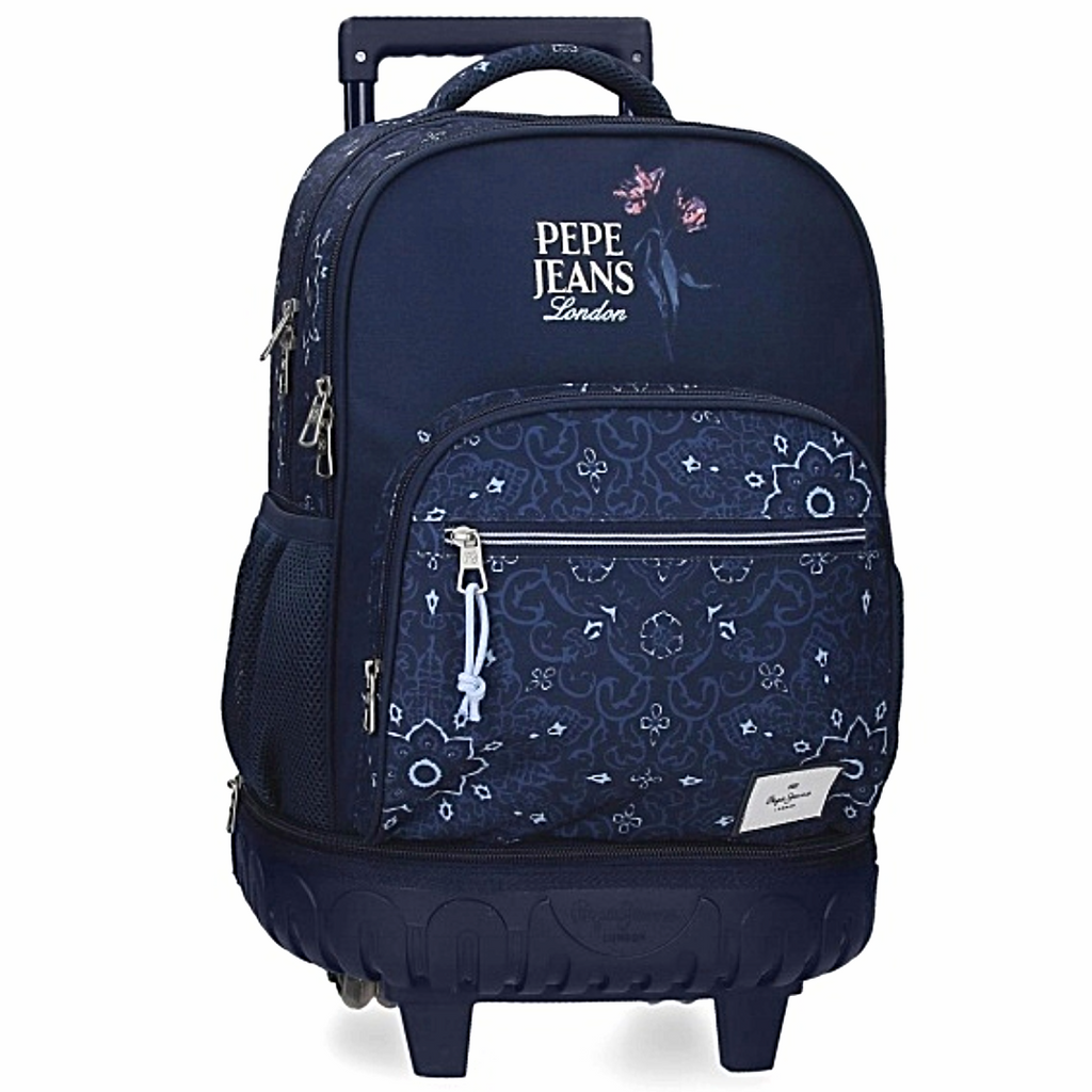 Pepe Jeans Lenay Marine Trolley Backpack, Detachable Wheels - Σχολικό Σακίδιο με Αποσπώμενες Ρόδες