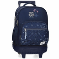Pepe Jeans Lenay Marine Trolley Backpack, Detachable Wheels - Σχολικό Σακίδιο με Αποσπώμενες Ρόδες