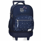 Pepe Jeans Lenay Marine Trolley Backpack, Detachable Wheels - Σχολικό Σακίδιο με Αποσπώμενες Ρόδες