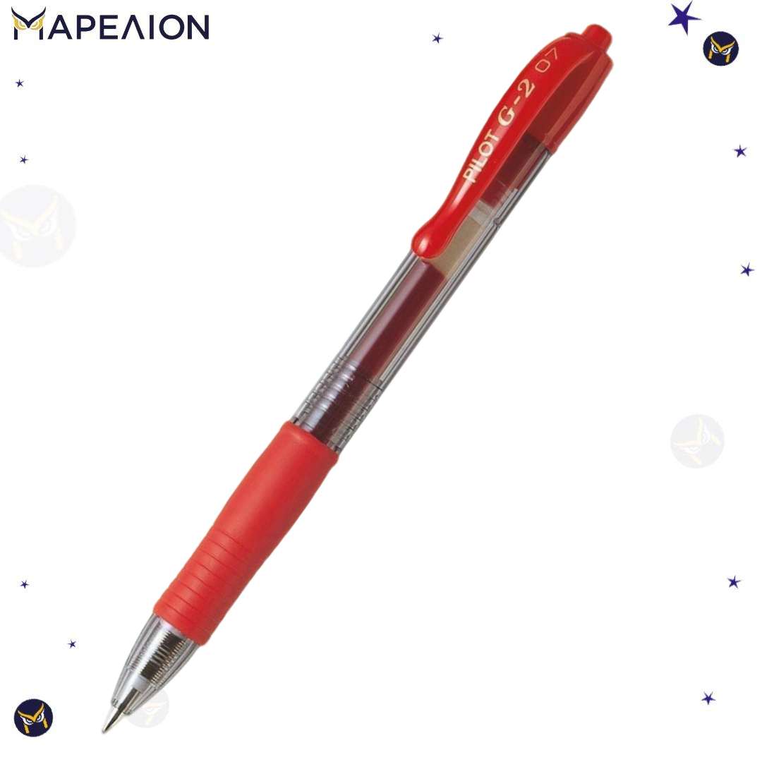 Red pen with silver accents on a white background, featuring the Mapeion brand.