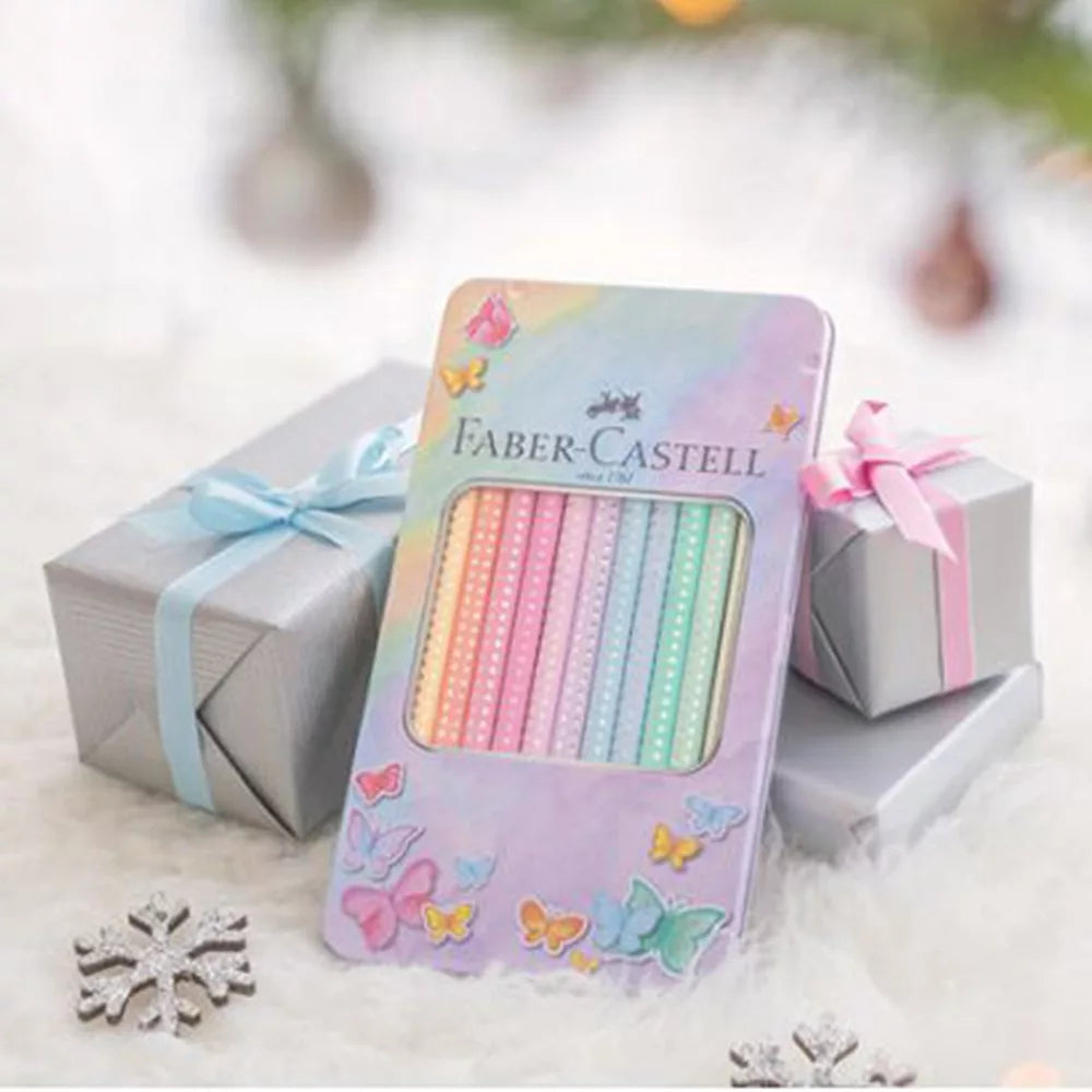 Faber-Castell Sparkle Pastel Colored Pencils 12Pcs - Μολύβια Ποικιλία Χρωμάτων 12 Τεμάχια σε μεταλλική κασετίνα