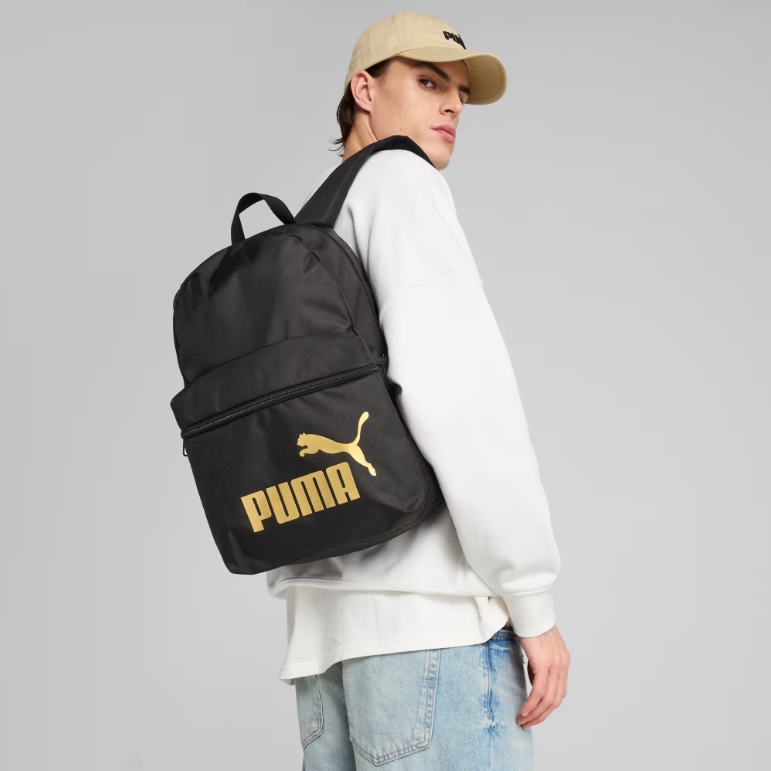 PUMA Phase Backpack 22L, Black and Gold - Σακίδιο Πλάτης Μαύρο με Χρυσό