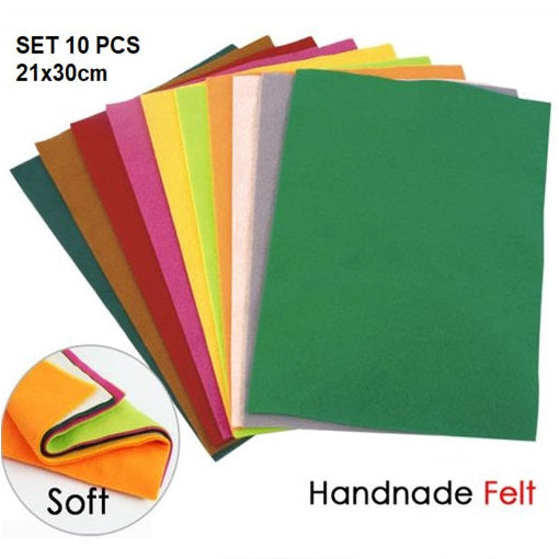 Felt Sheets 21x30cm Mixed Colors Set of 10 - Φύλλα Τσόχας Χειροτεχνίας Craft Σετ 10 Τεμάχια