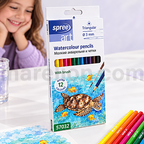 SpreeArt Τριγωνικά Μολύβια Ακουαρέλας 12τμχ με Πινέλο | Marelion
