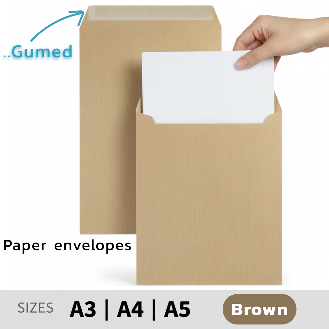 Brown Paper Envelopes packs A3 / A4 / A5 sizes with gum - Καφέ Φάκελοι Αλληλογραφίας