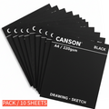 Canson Paper A4 Black 220gsm Pack of 10 / 100 Sheets - Χαρτόνια Τέχνης Drawing Sketch Χειροτεχνία